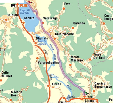 Indicazioni stradali da Bergamo via Cisano Bergamasco